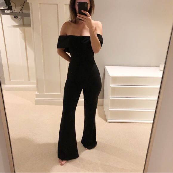 ✖️SOLD✖️by the way off the shoulder black jumpsuit - Picture 4 of 4